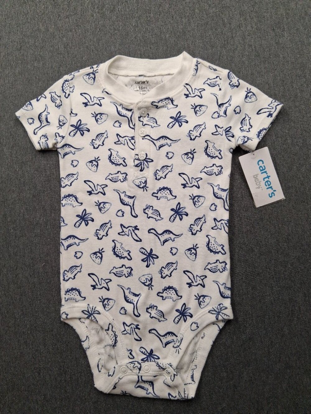 Carters boys onesie size 18 months Blue and white new with tags
